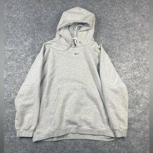 Vintage 2000s Gray Nike Center Swoosh Pullover Hoodie White Tag Sweatshirt Large